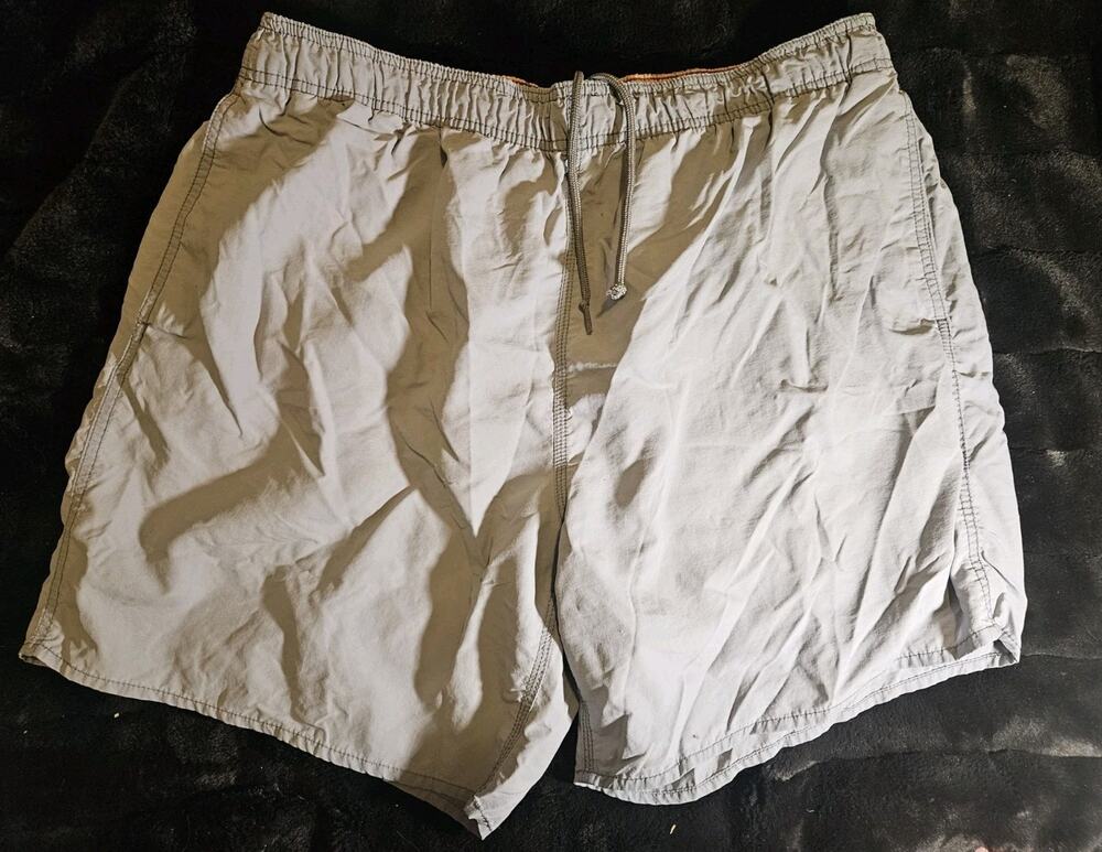 Islander size XL Men's Swim Trunks Gray Mesh Lined Pockets Drawstring